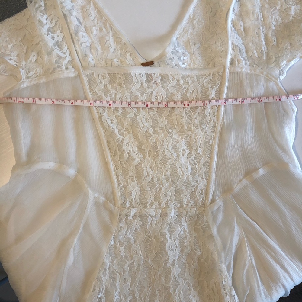 Free People Lace & Chiffon Flutter Sleeve Blouse - Picture 7 of 10